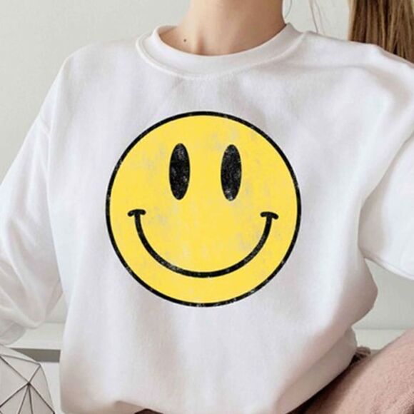 Burgundy Happy Face Sweatshirt - Picture 4 of 4